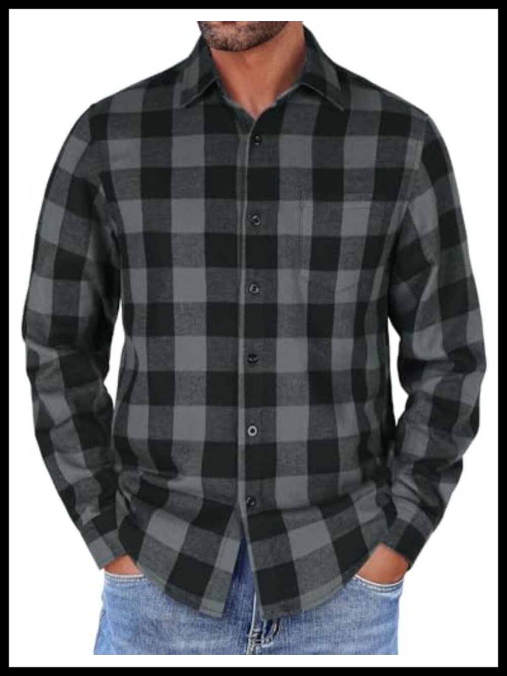 Men's Flannel Button Down Shirt Long Sleeve Casual Work Shirt